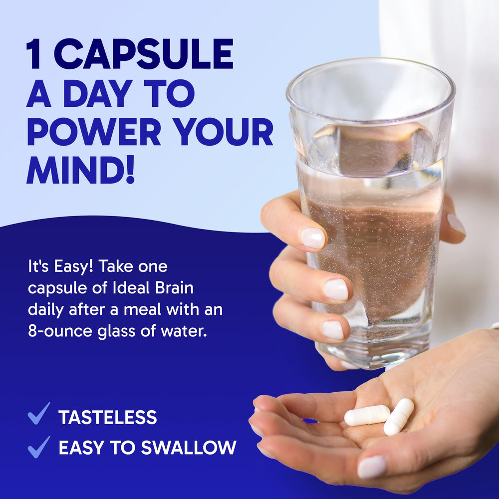 Clinical Effects Ideal Brain daily use scene with capsules ready to take