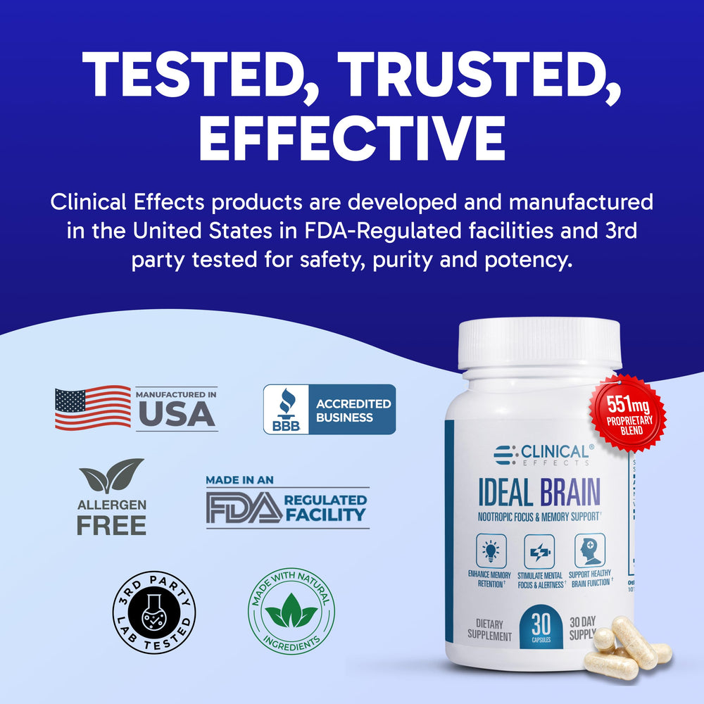 Clinical Effects Ideal Brain lifestyle shot at a desk during work