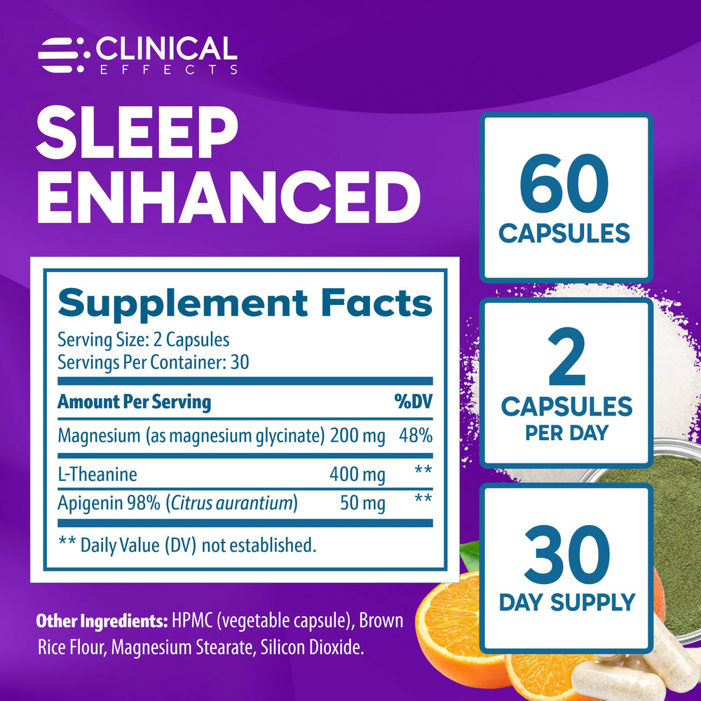Clinical Effects Sleep Enhanced packaging on a bedside table for easier bedtime rituals.