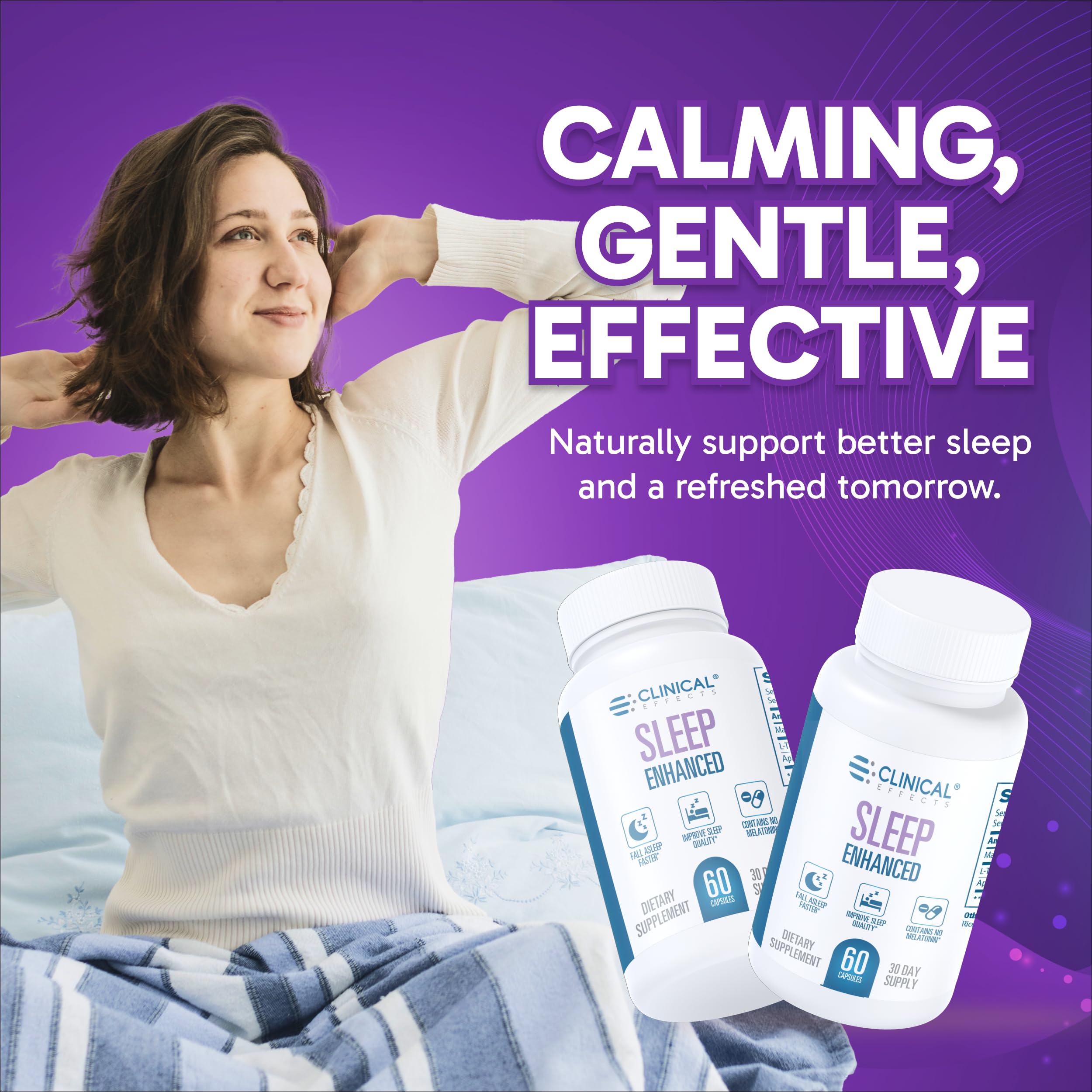Clinical Effects Sleep Enhanced ingredients pack showing magnesium glycinate and apigenin.
