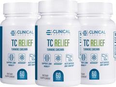 Clinical Effects TC Relief bottle front highlighting turmeric curcumin for joint comfort