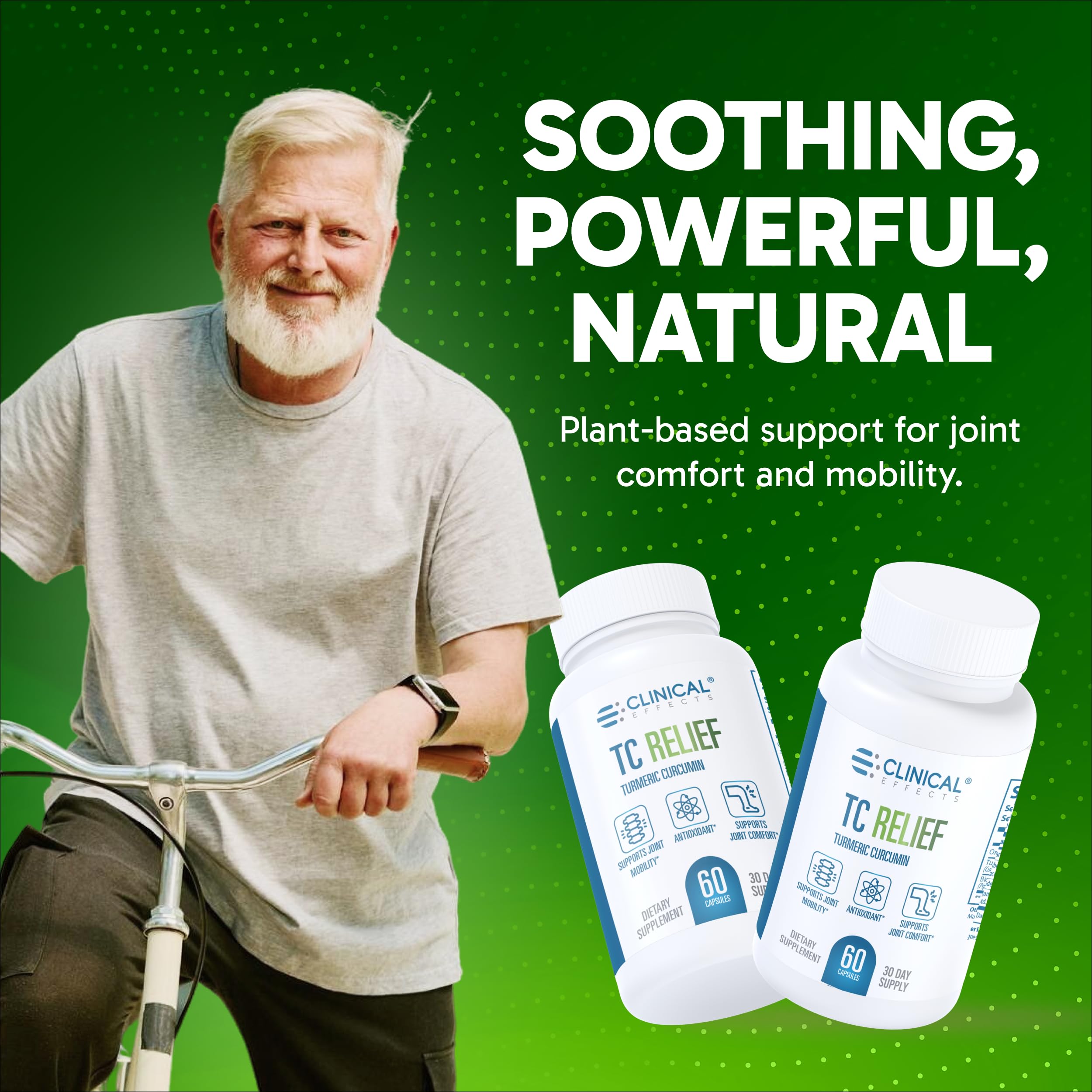 Clinical Effects TC Relief bottle on a daily wellness desk setup