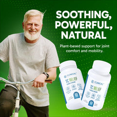 Clinical Effects TC Relief bottle on a daily wellness desk setup
