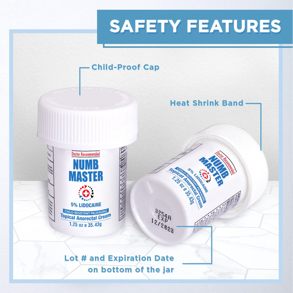 Clinical Resolution Numb Master cap with packaging emphasizes child-resistant safety and US-made quality.