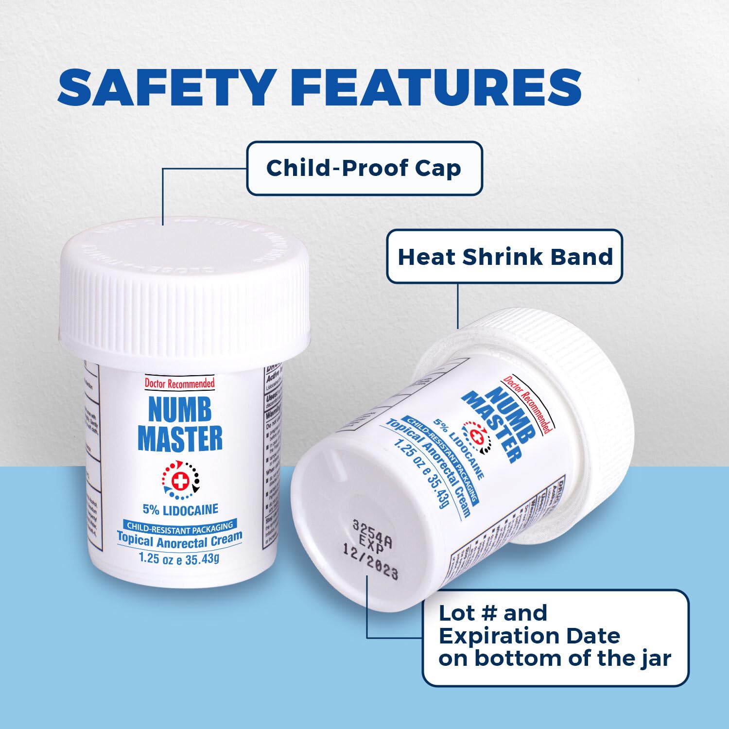 Clinical Resolution Numb Master child-resistant cap feature