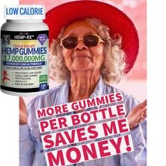Clinical-strength gummies 120 gummy closeup emphasizes fruity flavor and high potency.