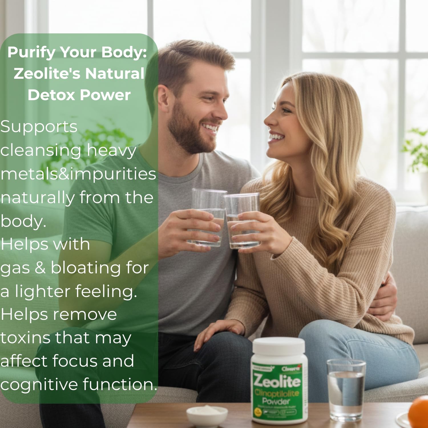 Clinora Zeolite powder used as natural home deodorizer for freshness.