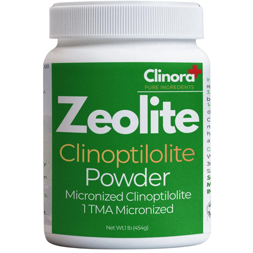 Clinora Zeolite powder ultra-fine pour shows easy dosing and pure mineral clarity.