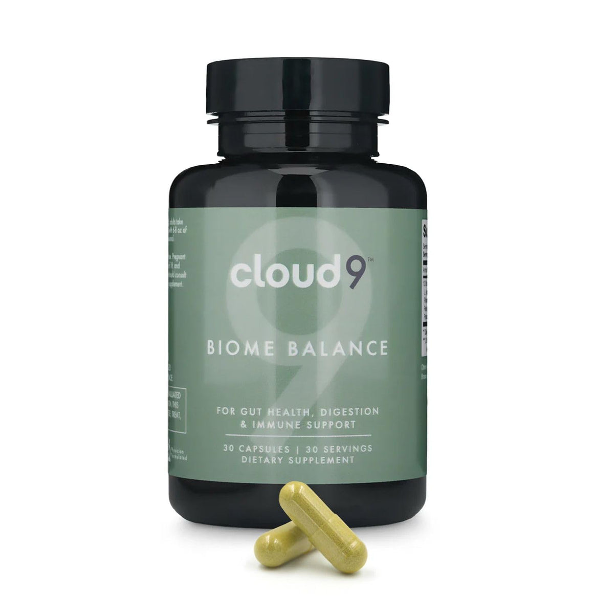 Cloud9 Biome Balance bottle with 13-strain capsules for daily gut balance.