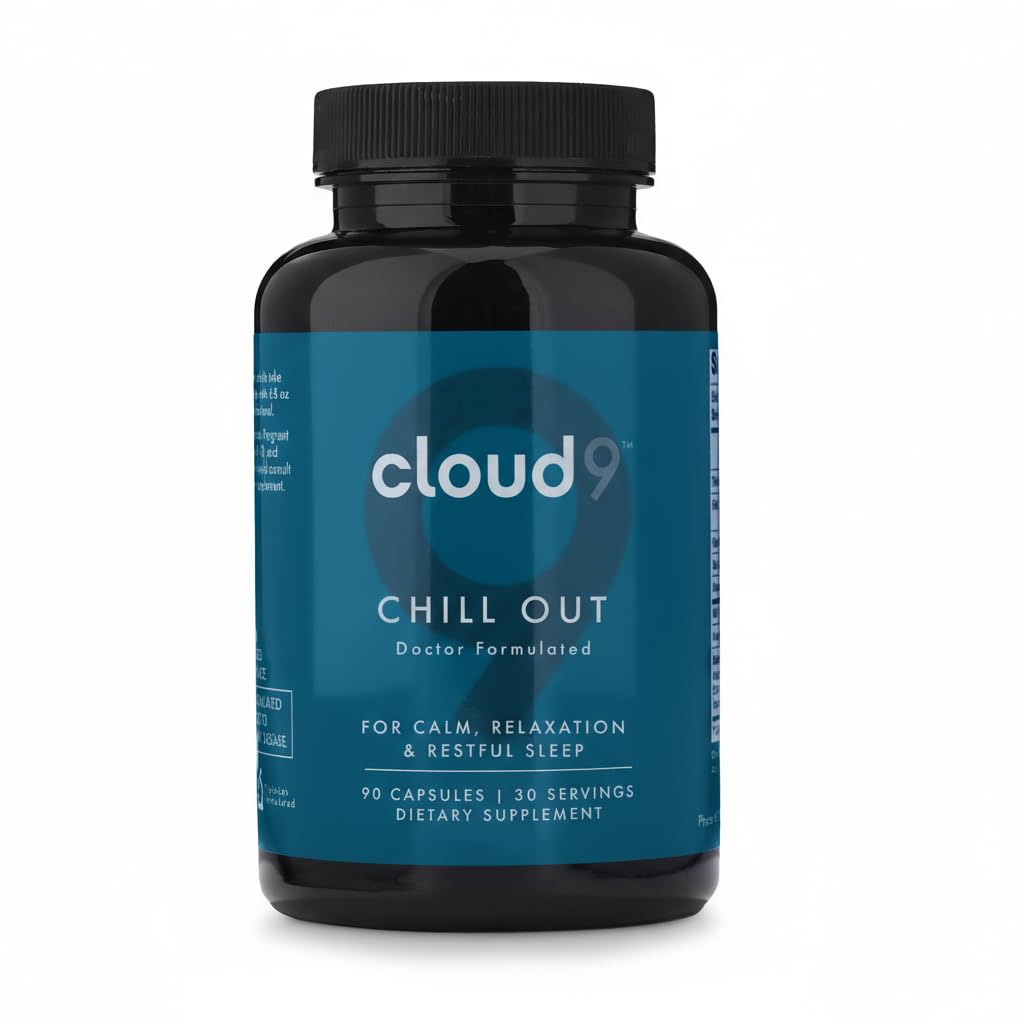 Cloud9 Chill Out bottle label with calming design for peaceful nights.