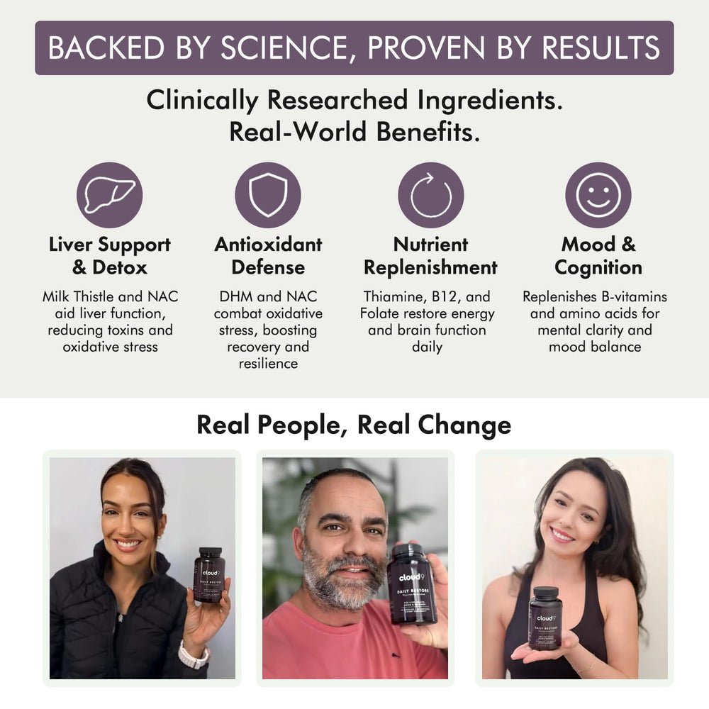 Cloud9 Daily Restore bottle in hands for on-the-go daily routine