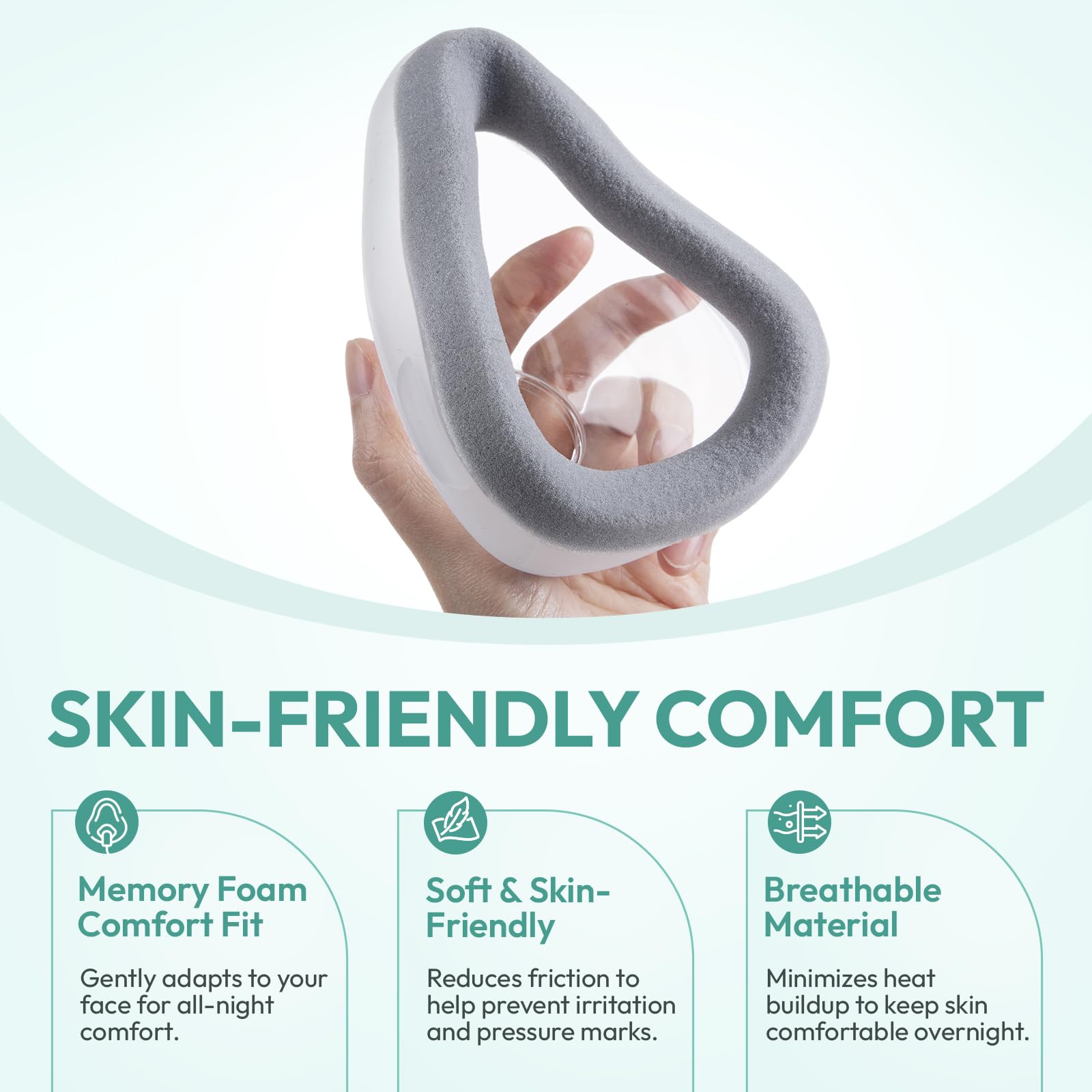 Cloudcruze cushion seal contact areas highlight breathable foam for snug fit.