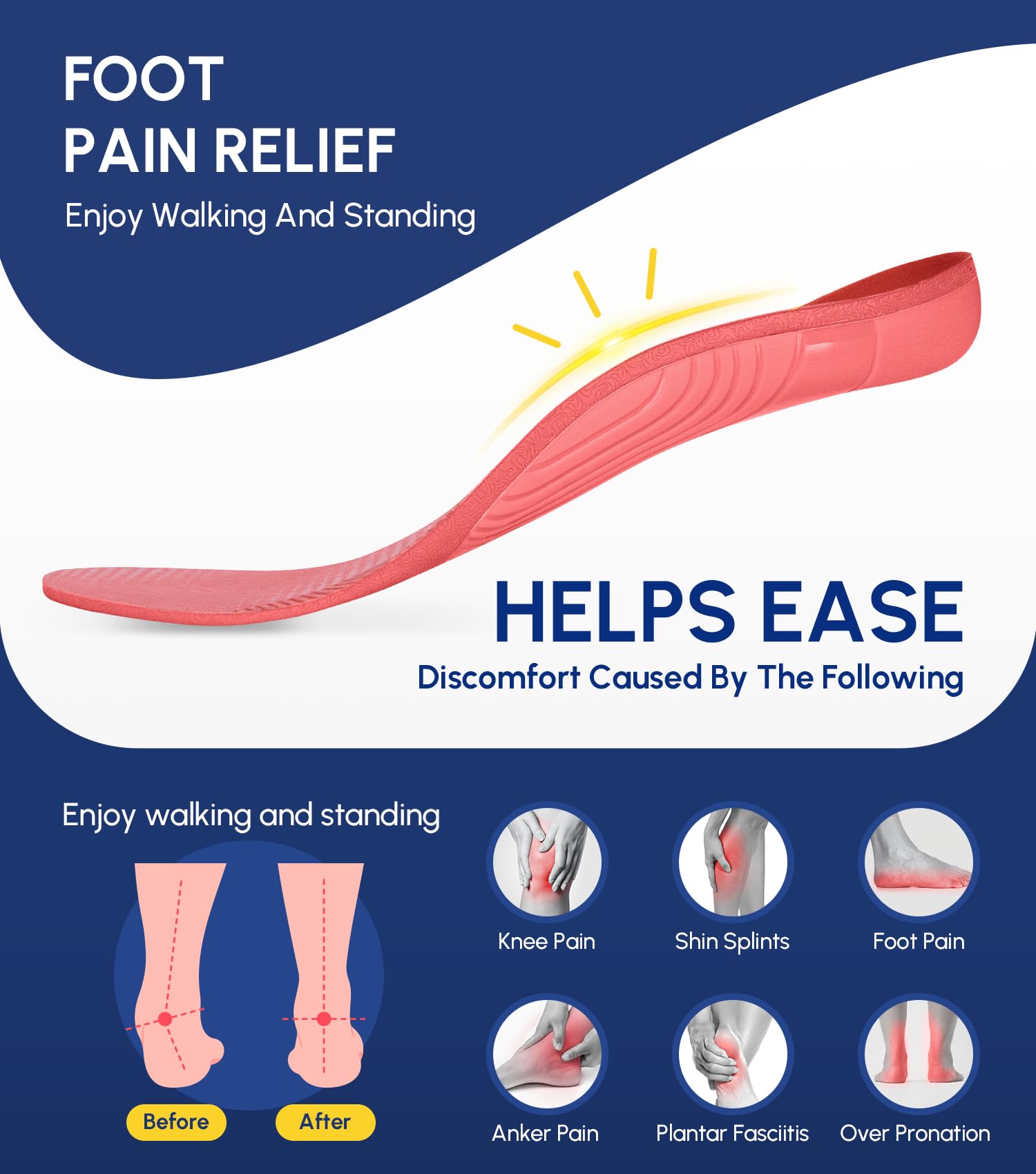 Cloudflo insoles with shock absorption reduce impact during daily activities.