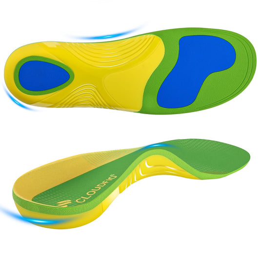 Cloudflo plantar fasciitis insoles with arch support for daily walking comfort.