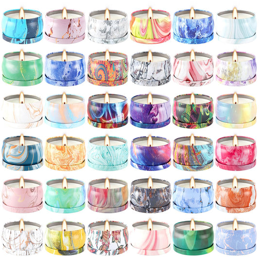 CLTNIKET 36-pack scented candle set in patterned jars enhances home ambiance