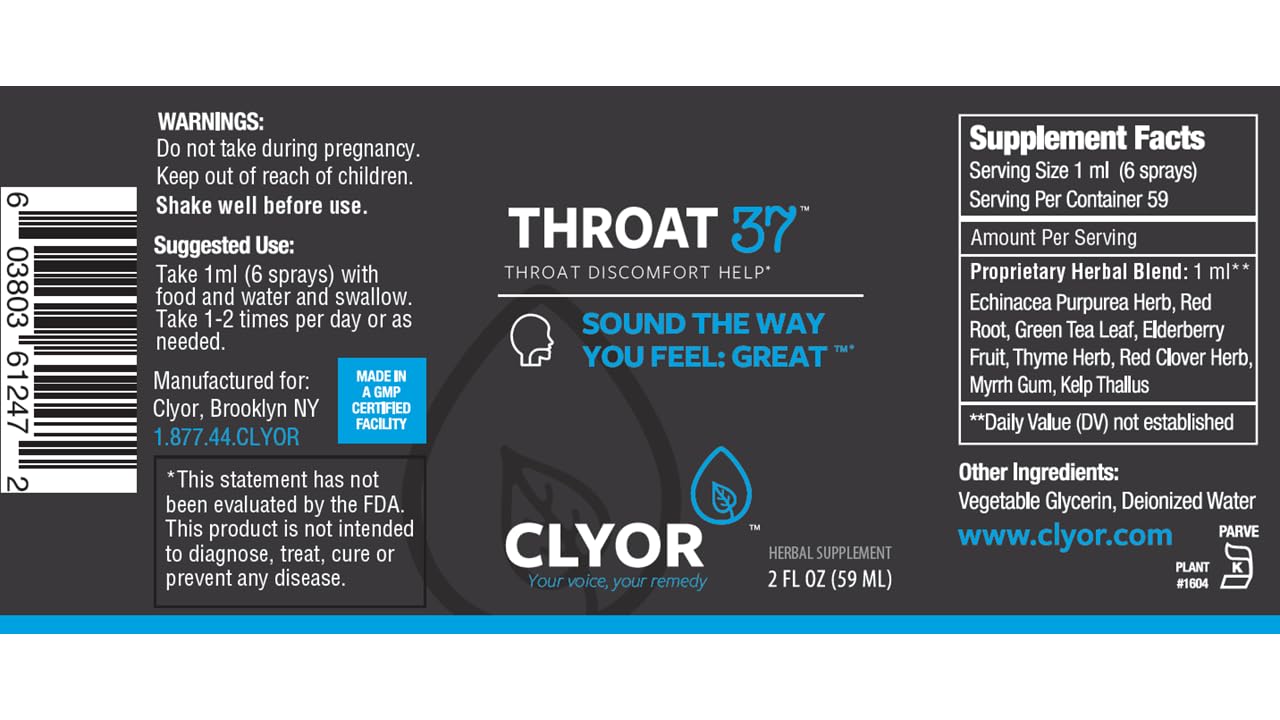 CLYOR Throat37 user applying spray for quick relief during irritation.