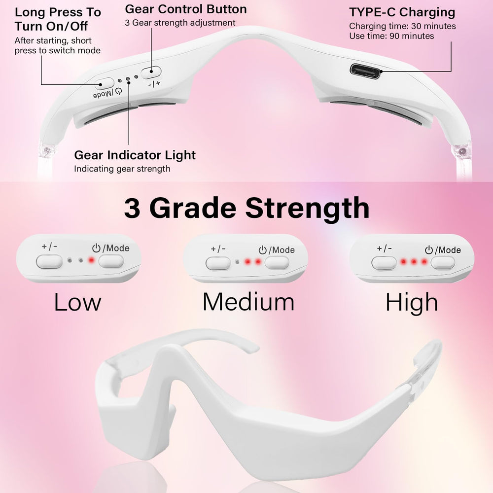 CNBHEABY under-eye red light device closeup highlights compact size and user-friendly controls