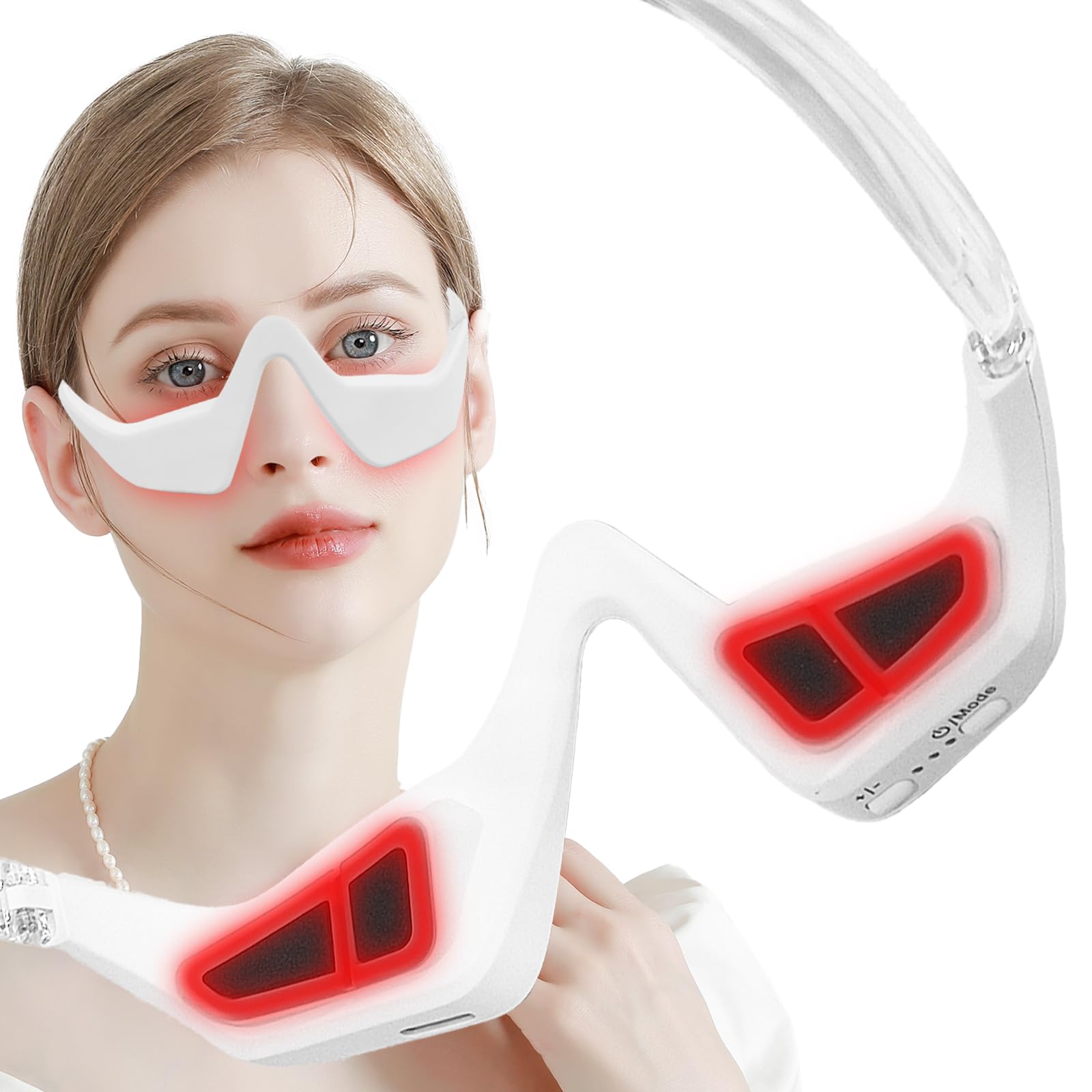 CNBHEABY under-eye red light therapy device, front view for hands-free eye relaxation