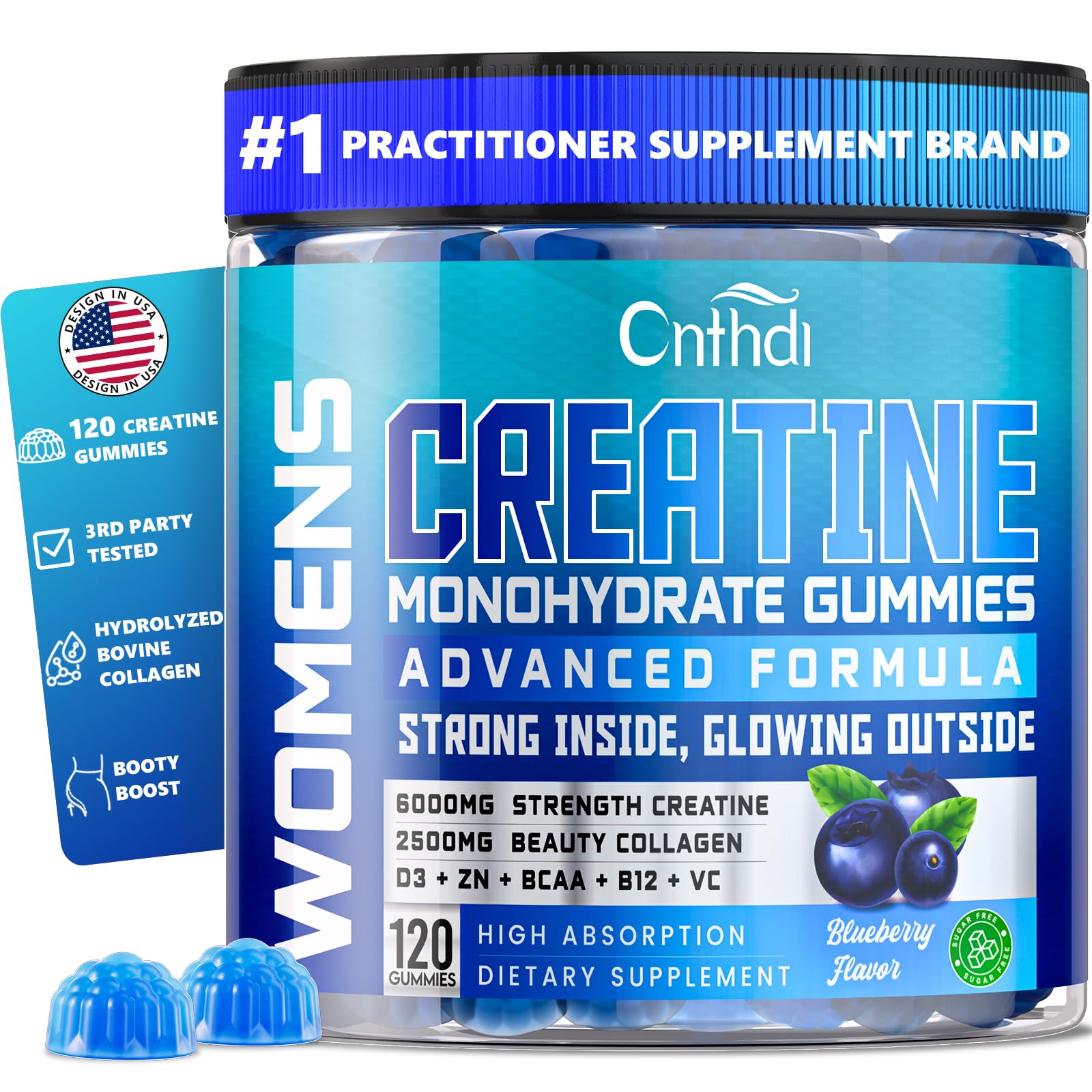 CNFHDI Creatine Gummies for Women bottle front showing convenient, on-the-go fitness support