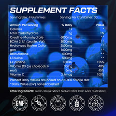 CNFHDI Creatine Gummies serving four pieces highlighting strength and endurance during workouts