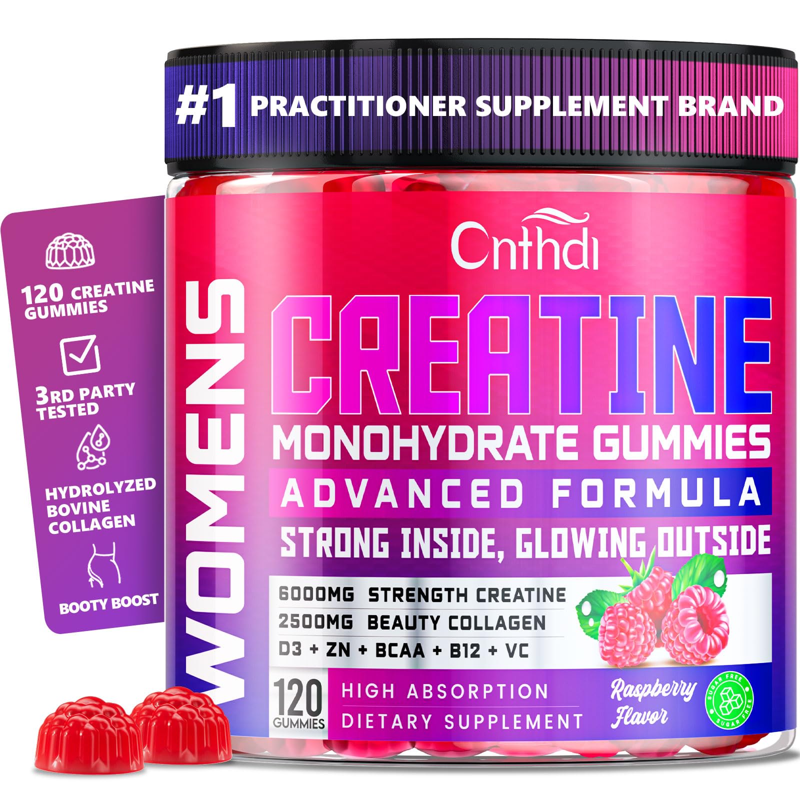 CNFHDI Creatine Monohydrate Gummies bottle for convenient pre-workout support