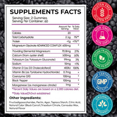 CNFHDI Magnesium Glycinate Gummies bottle back shows nutrition facts for daily support.