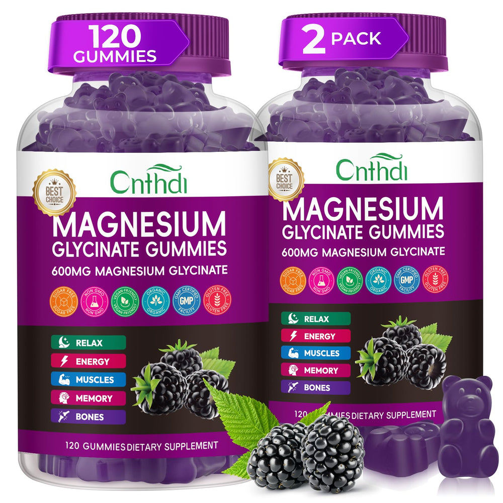 CNFHDI Magnesium Glycinate Gummies bottle front for nighttime relaxation.