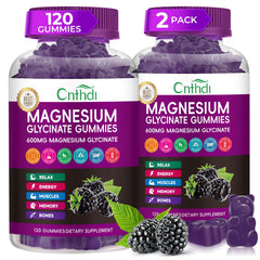 CNFHDI Magnesium Glycinate Gummies bottle front for nighttime relaxation.