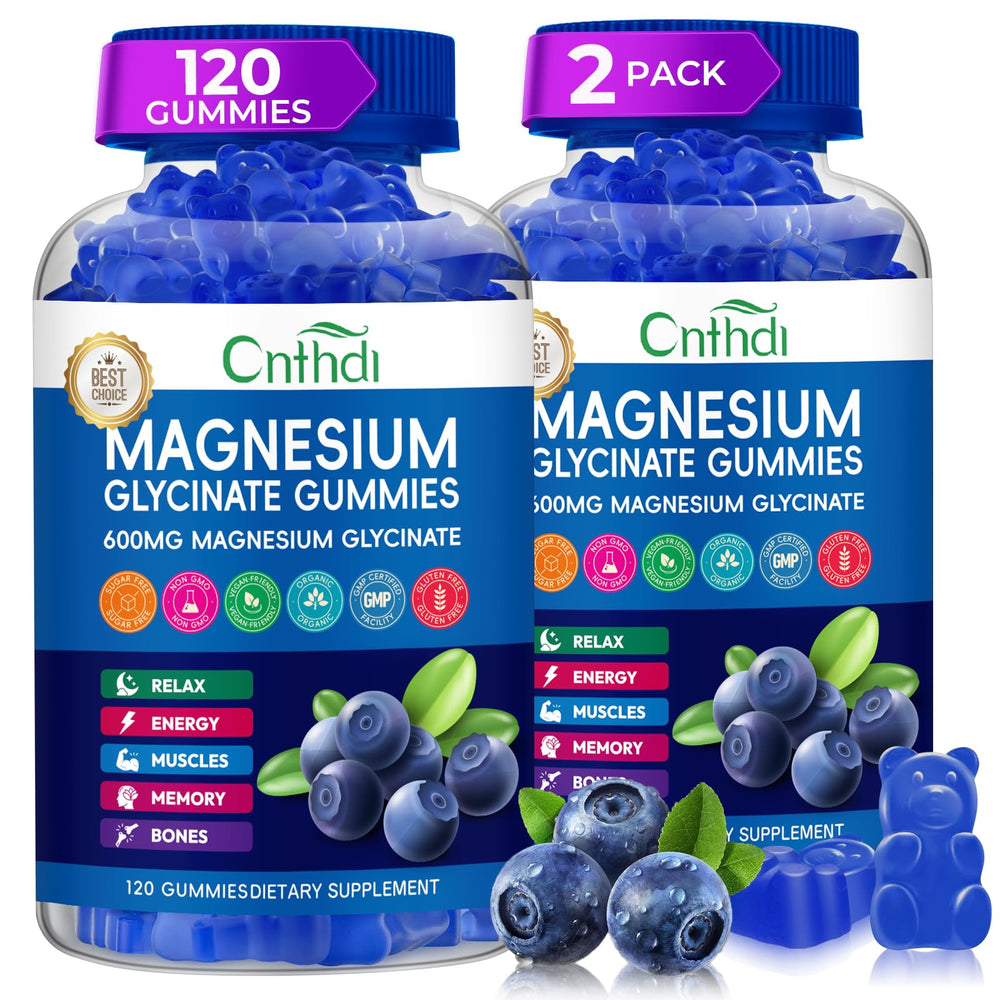CNFHDI magnesium glycinate gummies bottle promotes sugar-free daily wellness.
