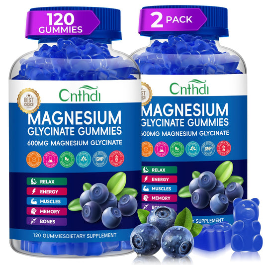 CNFHDI magnesium glycinate gummies bottle promotes sugar-free daily wellness.
