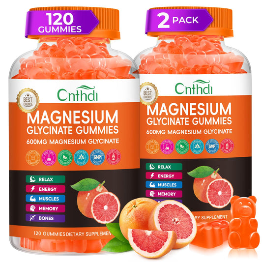 CNFHDI magnesium glycinate gummies bottle with grapefruit flavor for nightly relaxation