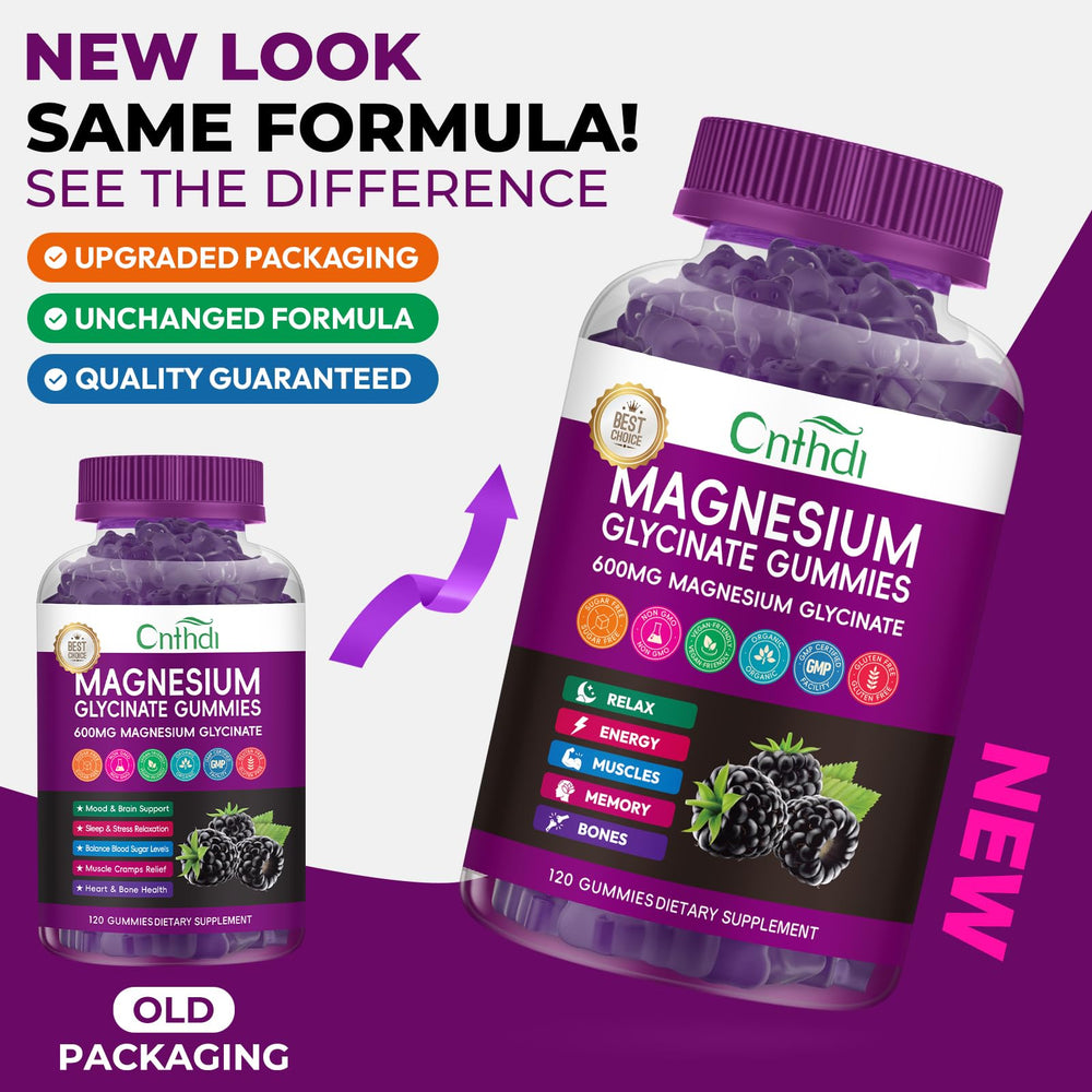 CNFHDI Magnesium Glycinate Gummies packaging shows 120-count bottle.
