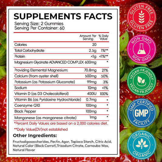 CNFHDI magnesium glycinate gummies strawberry closeup highlights chewy texture for easy daily use