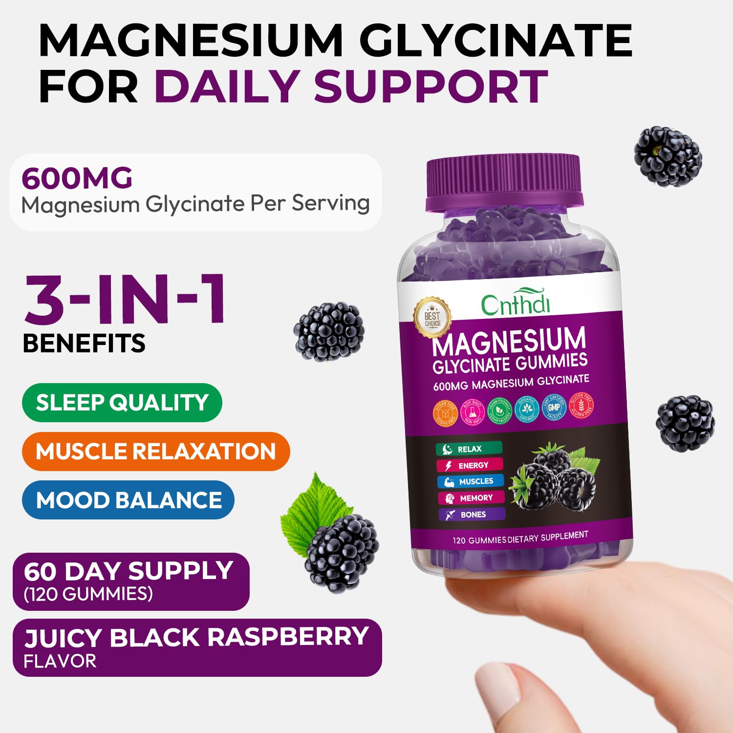 CNFHDI Magnesium Glycinate Gummies vegan-friendly and gluten-free option.