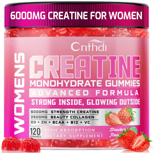 CNFHDI Creatine Gummies packaging highlights a sugar-free, gluten-free formula for convenient workouts.