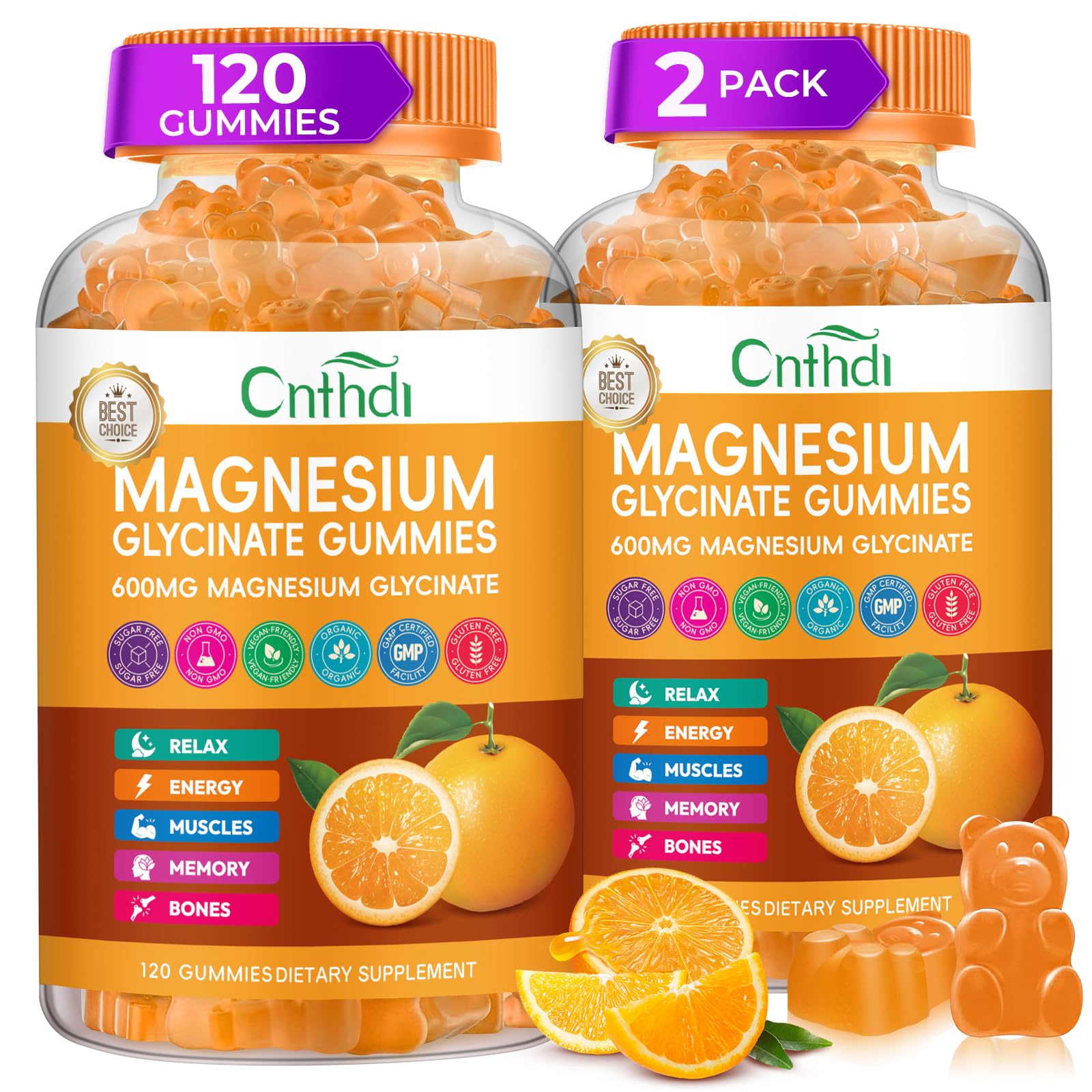 CNFHDI magnesium glycinate gummies bottle on kitchen counter for daily sleep support.