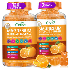 CNFHDI magnesium glycinate gummies bottle on kitchen counter for daily sleep support.
