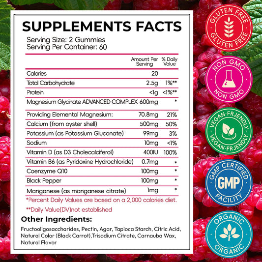 CNFHDI Magnesium Glycinate Gummies bottle back with supplement facts