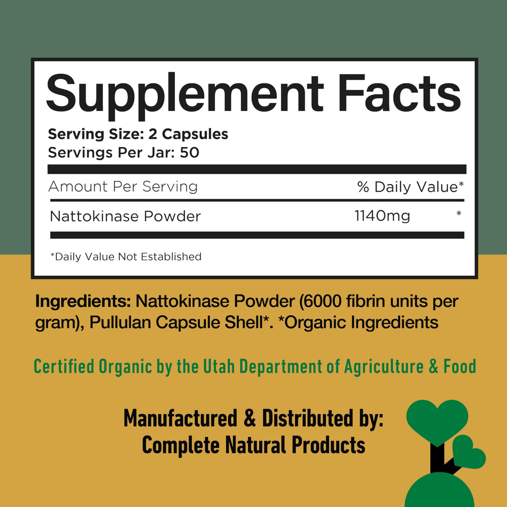 Complete Natural Products nattokinase made in the USA.