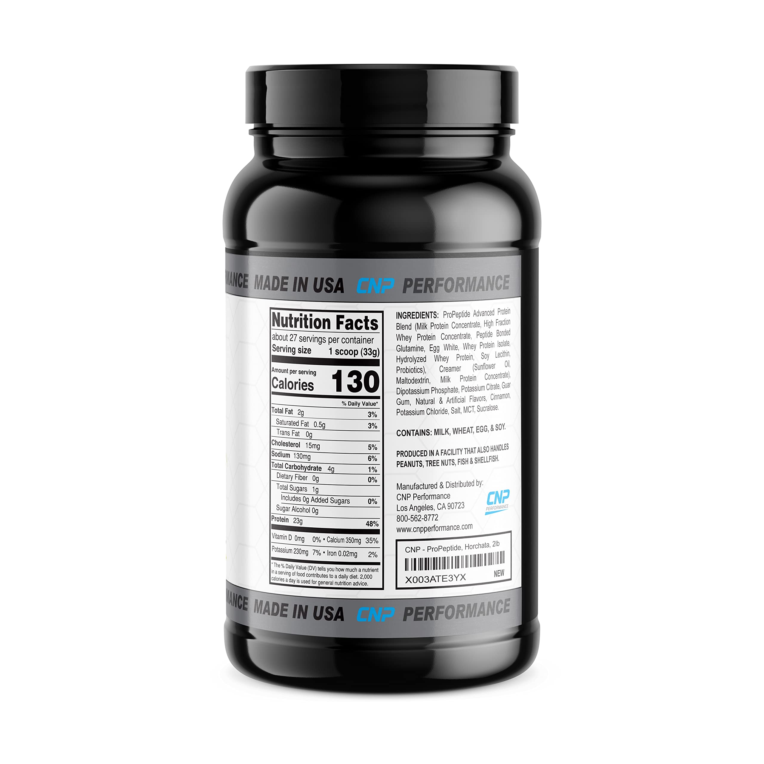 CNP ProPeptide Horchata powder pouring into shaker for easy mixing