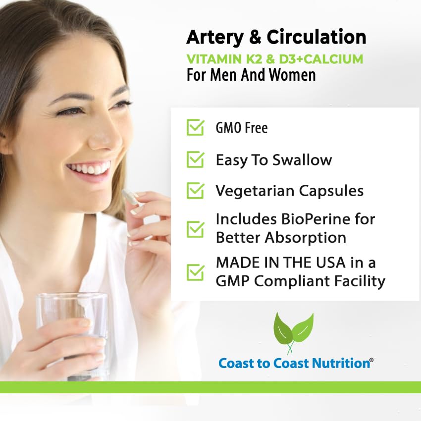Ingredients list highlights vitamin D3 and vitamin K2 on Artery Support label.