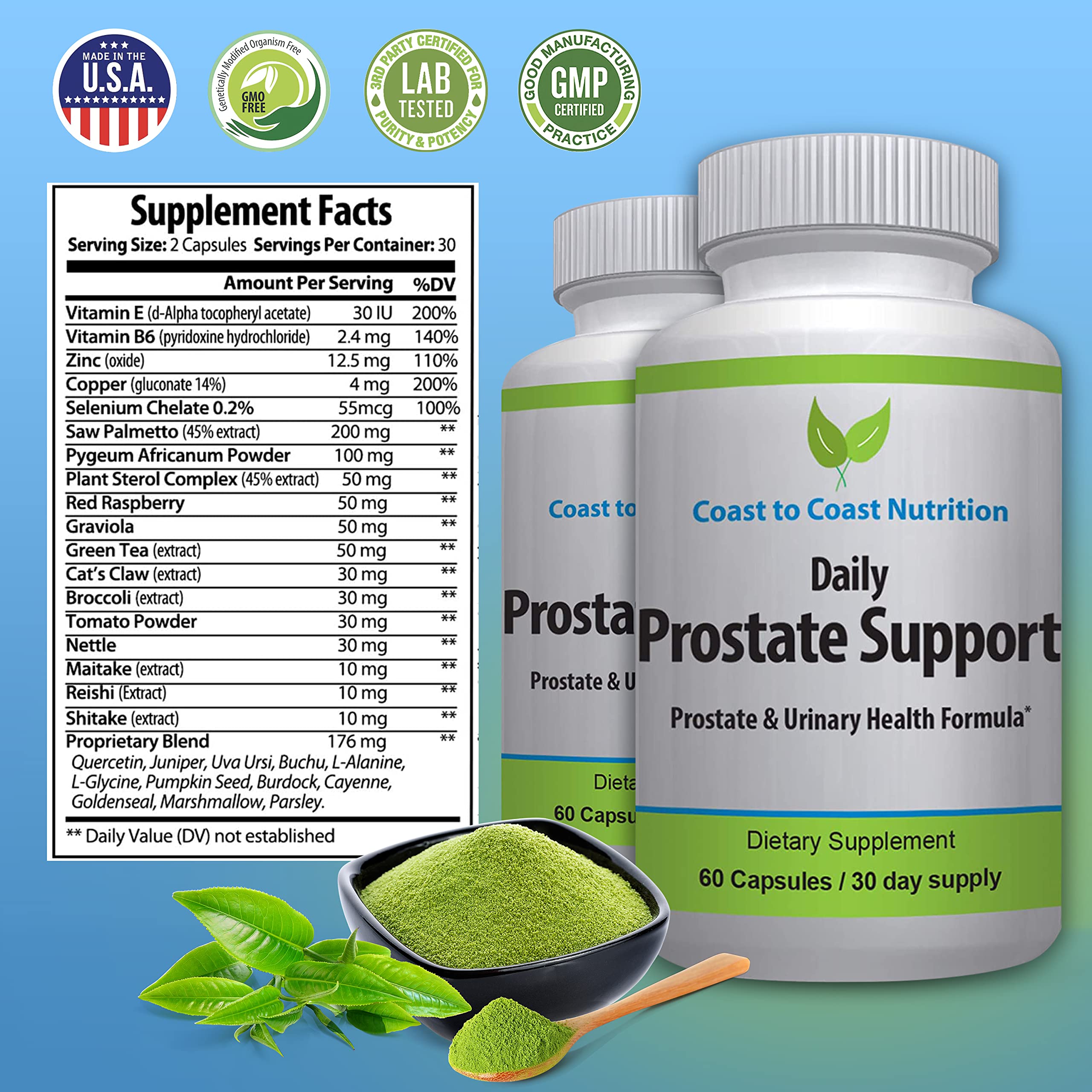 Coast to Coast Nutrition beta sitosterol complex visual emphasizes plant based support