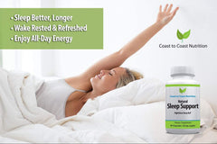 Label detail shows Melatonin and botanicals for a calming bedtime ritual.