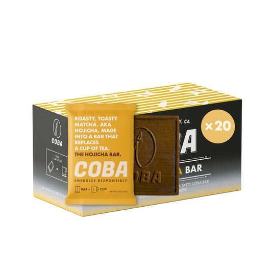 COBA caffeinated coffee chocolate bar espresso — convenient energy in a compact chocolate form.