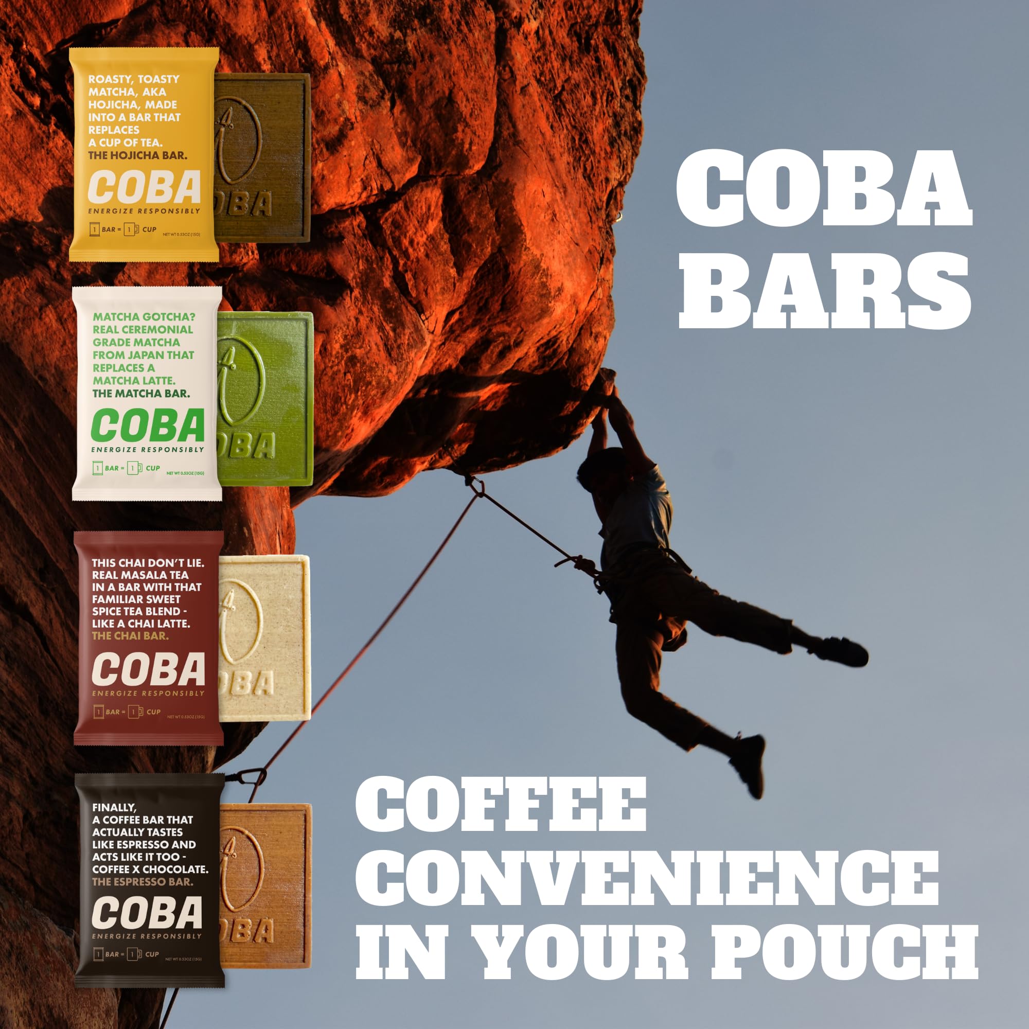 COBA gourmet experience with premium cacao and real coffee or tea flavors.
