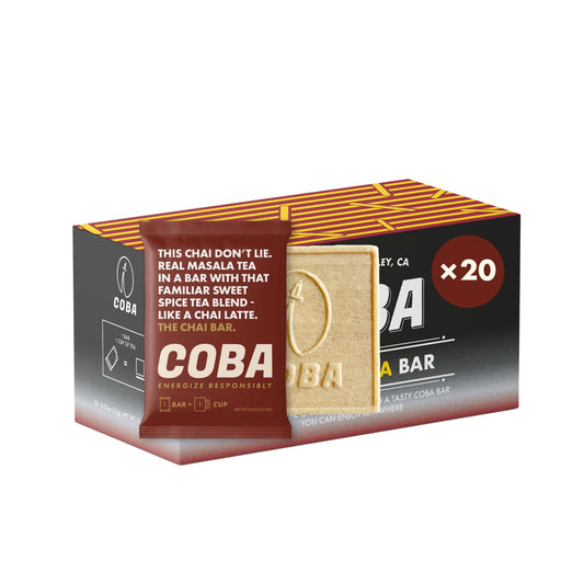 COBA espresso coffee chocolate bar energizing midday snack.