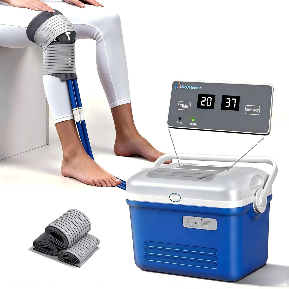 Cobalus ice machine knee after surgery front view for targeted cooling.