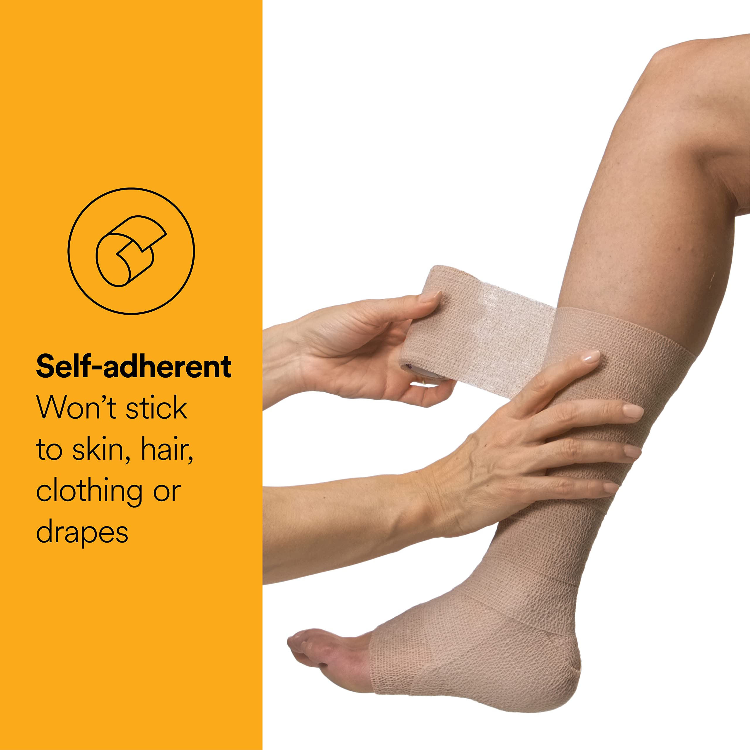 Coban non-latex tan wrap ideal for skin friendly compression and dressing support