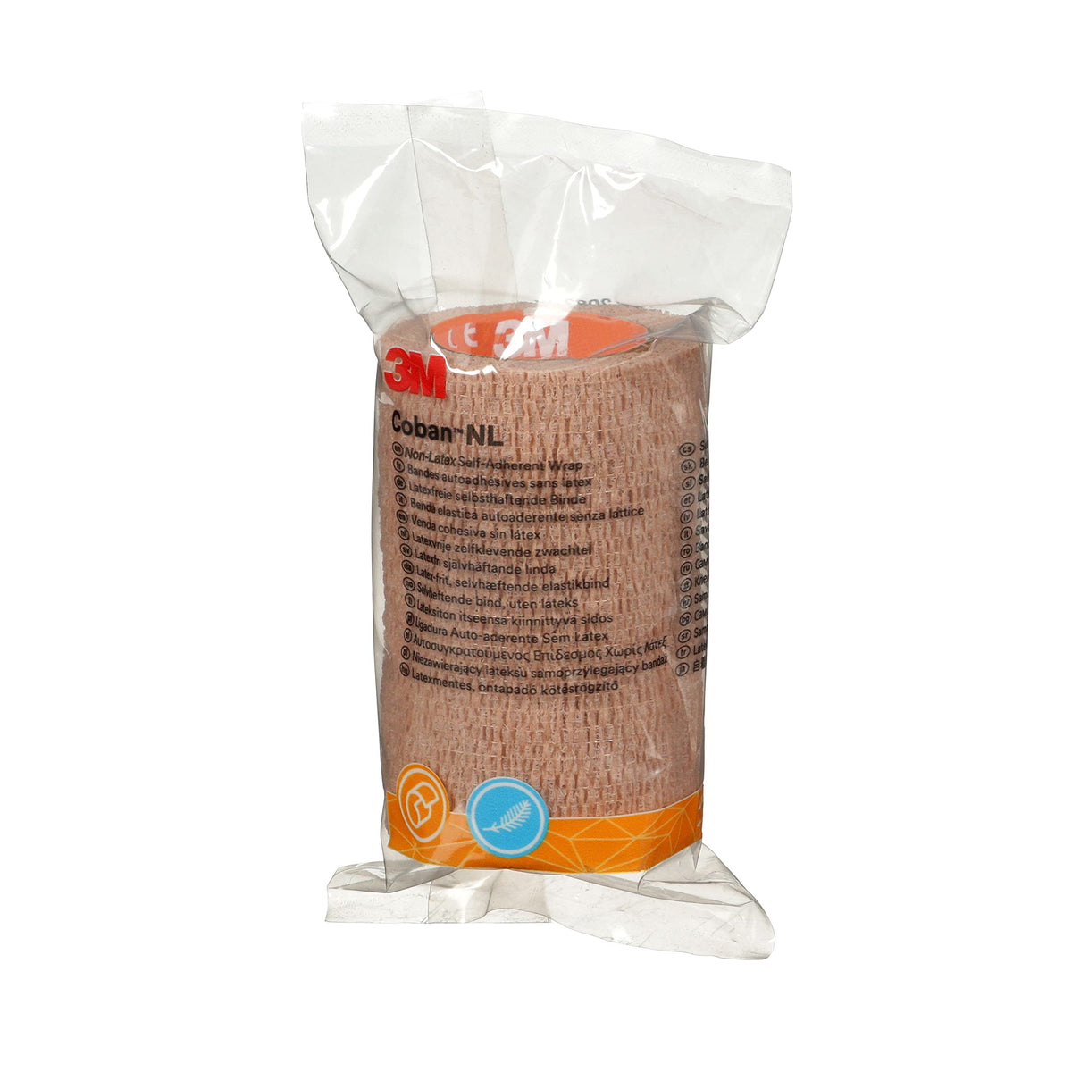 Coban NL non-latex wrap with hand tear for easy self-adhesion and adjustable support.