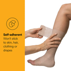 Coban NL wrap with self-adhesive action avoids skin sticking and unfolds easily.